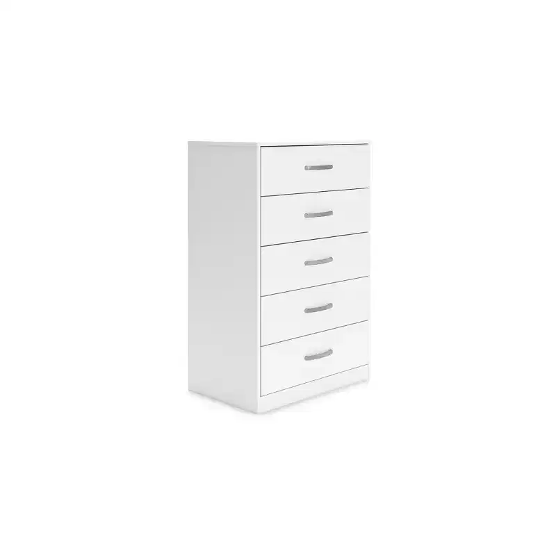 5-Drawer Chest of Drawers - White Matte, Ball-Bearing Glides
