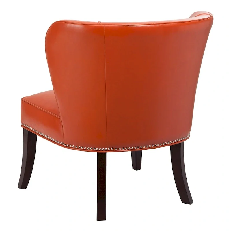 Armless Wingback Accent Chair with Faux Leather Upholstery – Orange