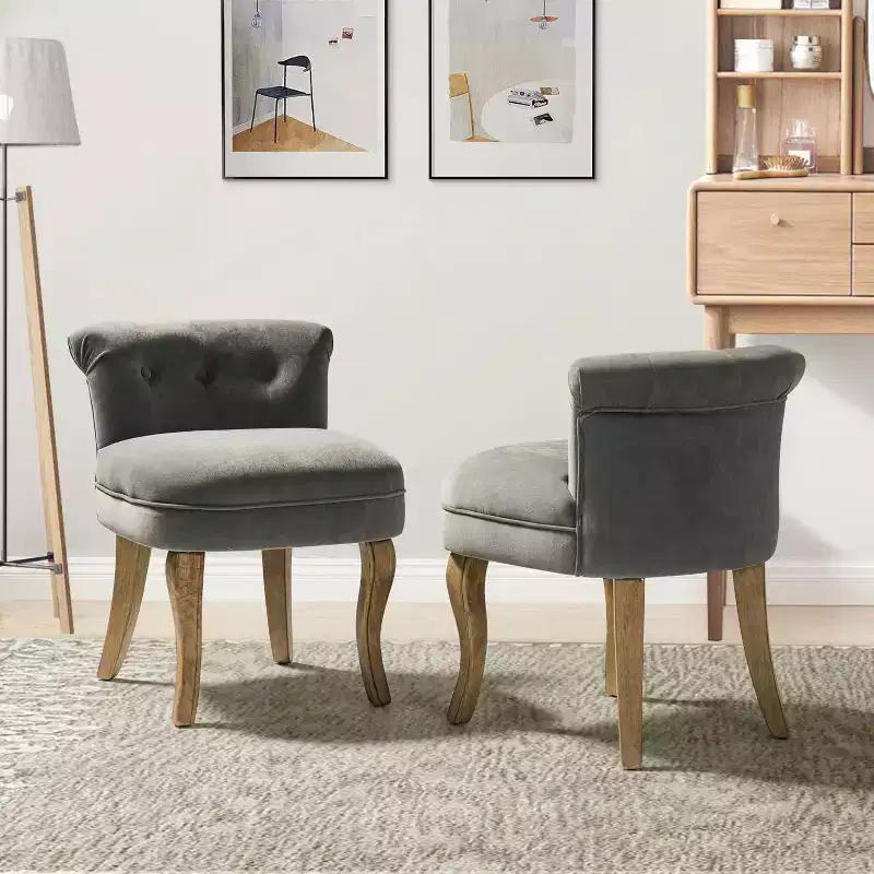 Serena Vanity Stool Set of 2 With Tufted Backrest | HULALA??HOME