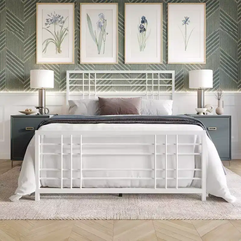 Metal Bed Frame with Headboard and Footboard
