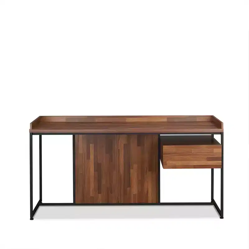 Modern Metal and Wood Rectangular Writing Desk