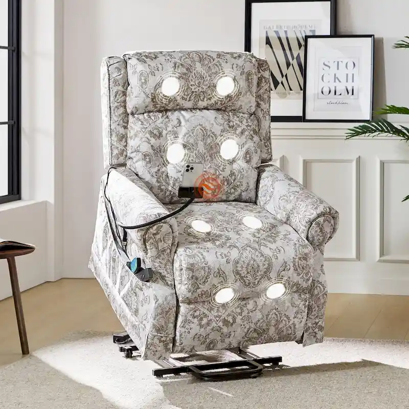 Billy Traditional Lift Assist Power Recliner With Massage Heat And Manual Headrest by HULALA HOME
