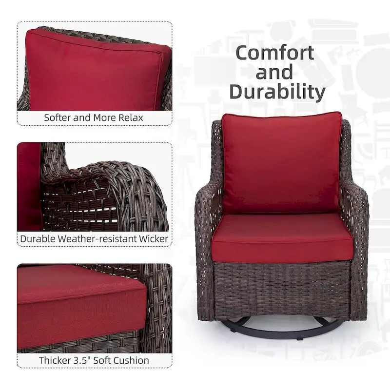3 Pieces Rocking Wicker Bistro Set