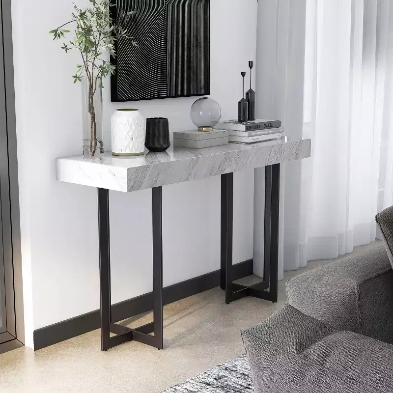 Rohde Contemporary 1 Drawer Sofa Table Gray/Gum Metal - miBasics