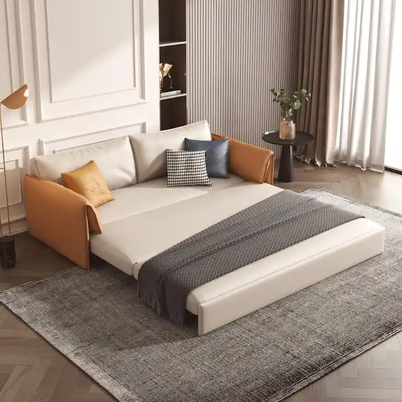 JASIWAY 65.4 Vegan Leather Sofa Bed Sleeper Sofa