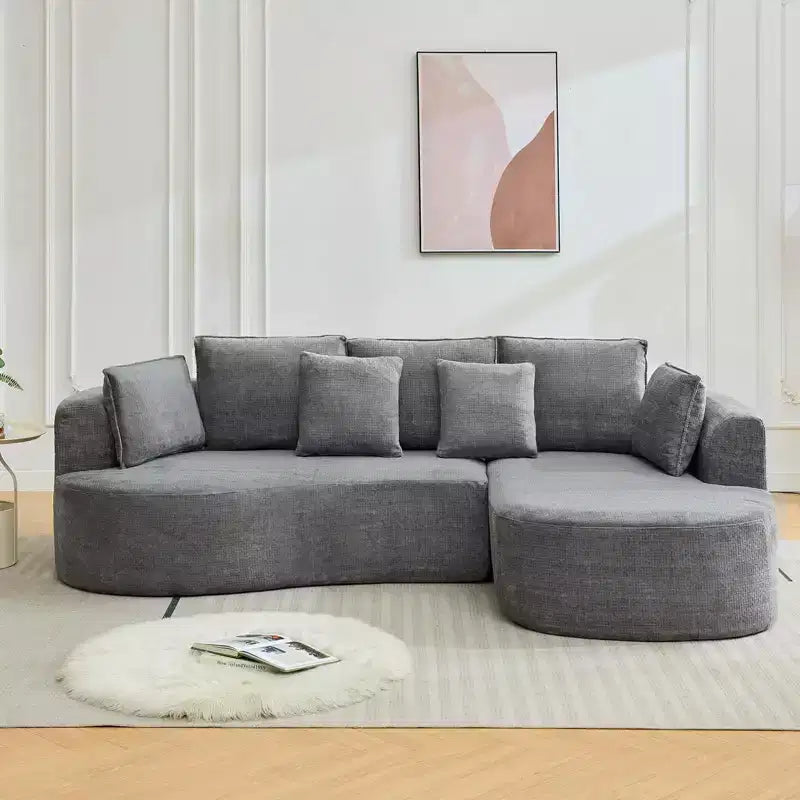 GustoWave 106 Modern Curved Sectional Cloud Sofa with Chaise Lounge, Modular Chenille Fabric Sleeper Couch, No Assembly Required