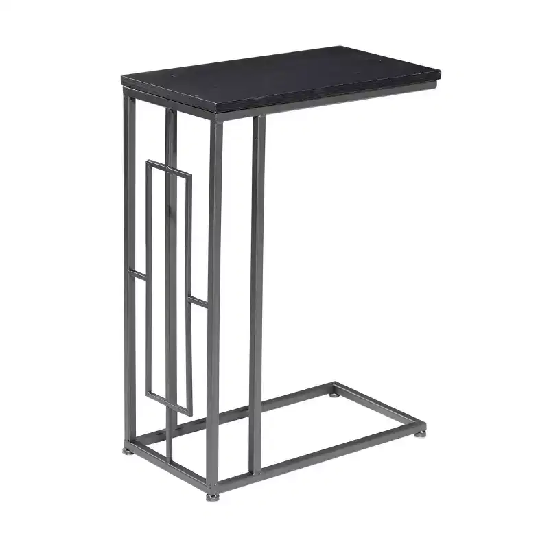 Contemporary Iron and Wood Accent Table Dark Gray