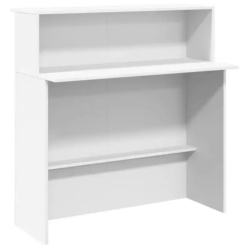 Reception Desk White Engineered Wood Standard Reception Desk