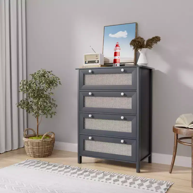 Dresser for Bedroom, 27.55''W Dresser with 4 Drawers, Modern Chest of Drawers, Large Capacity Dresser, Storage Cabinet for Bedroom, Hallway