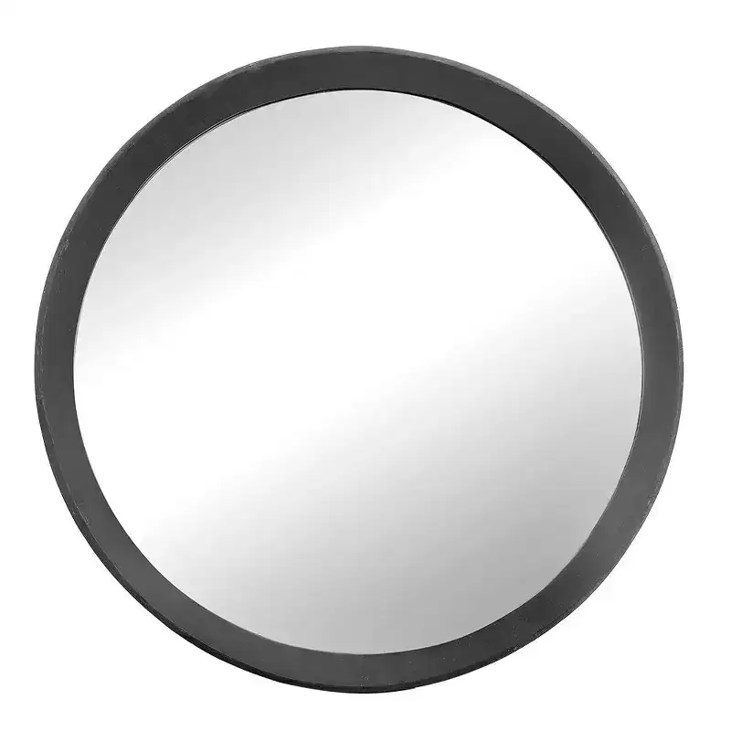 Okak 20IN Vintage Round Mirror with Mango Wood Frame, Transitional Decor Style Bathroom Mirror, Wall Mirror for Bathroom, Living Room