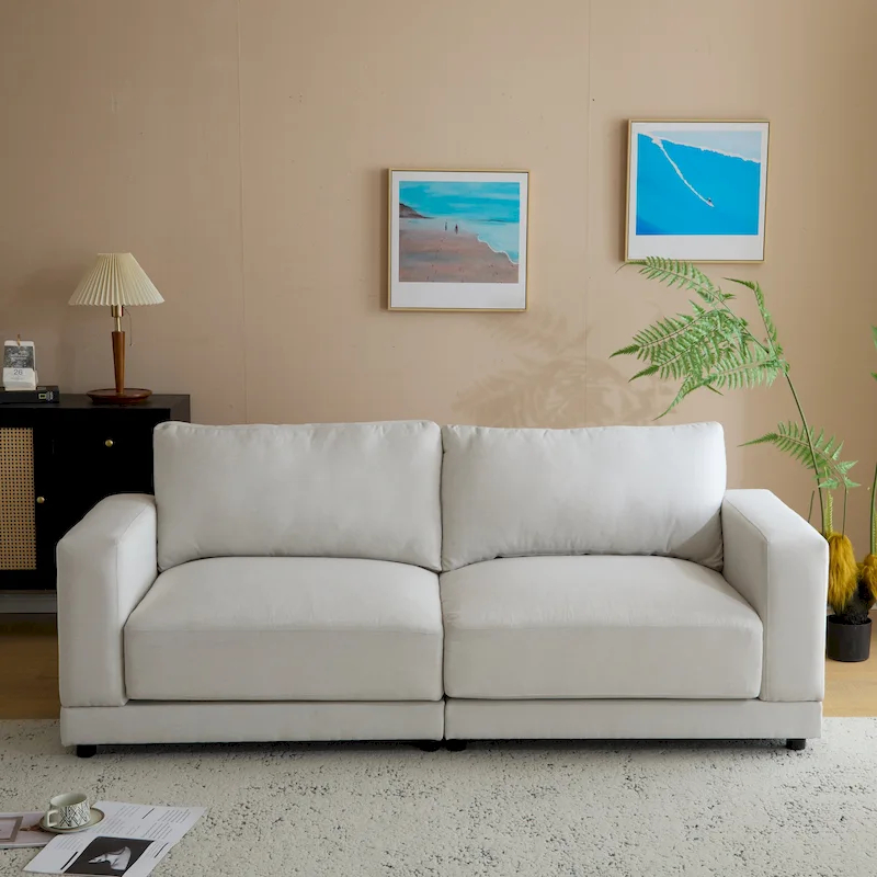 Christopher Knight Home - Grace 81 Modern Upholstery Sofa Loveseat with Square Arms