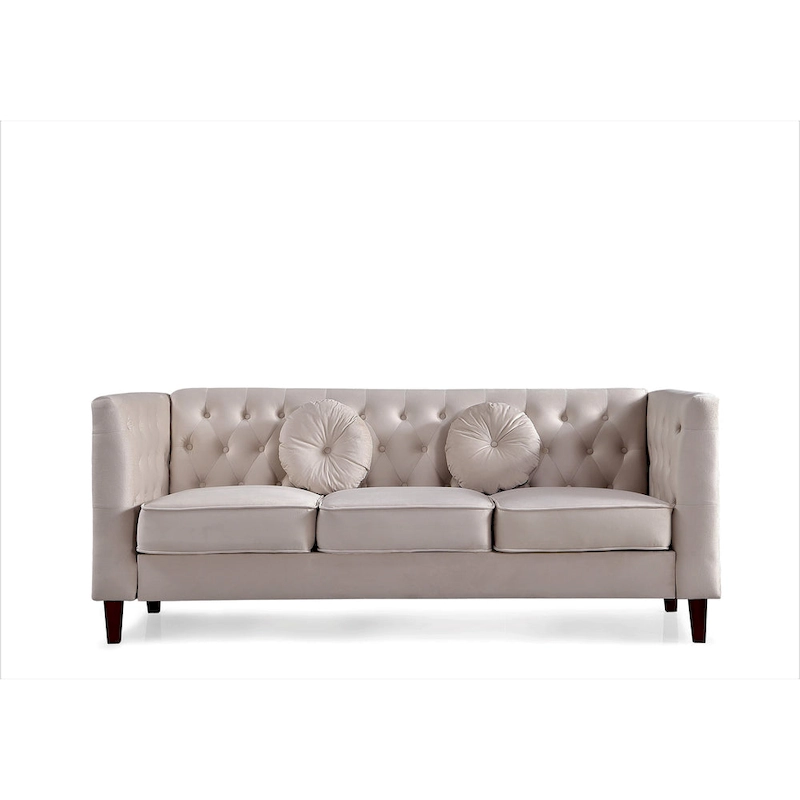 US PRIDE FURNITURE Velvet Classic Chesterfield 2 pieces Living Room Sets, Sofa and Lovesat