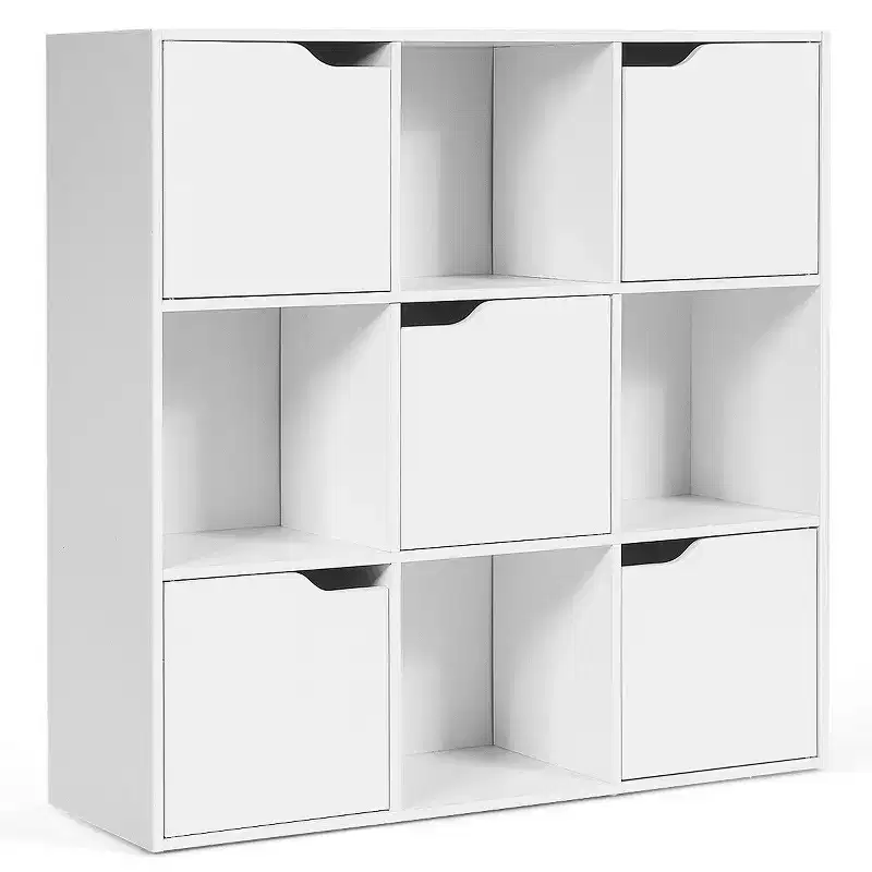 9 Cube Bookcase Cabinet, Wood Storage Shelves Room Divider Organization
