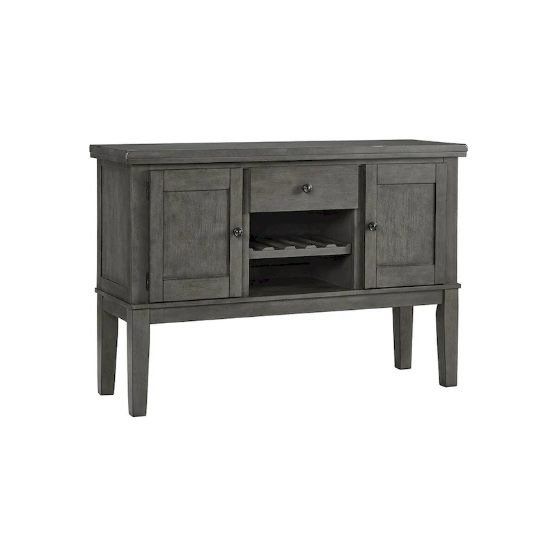 Antique Gray Dining Room Server with Wine Rack – 56W x 18D x 39H