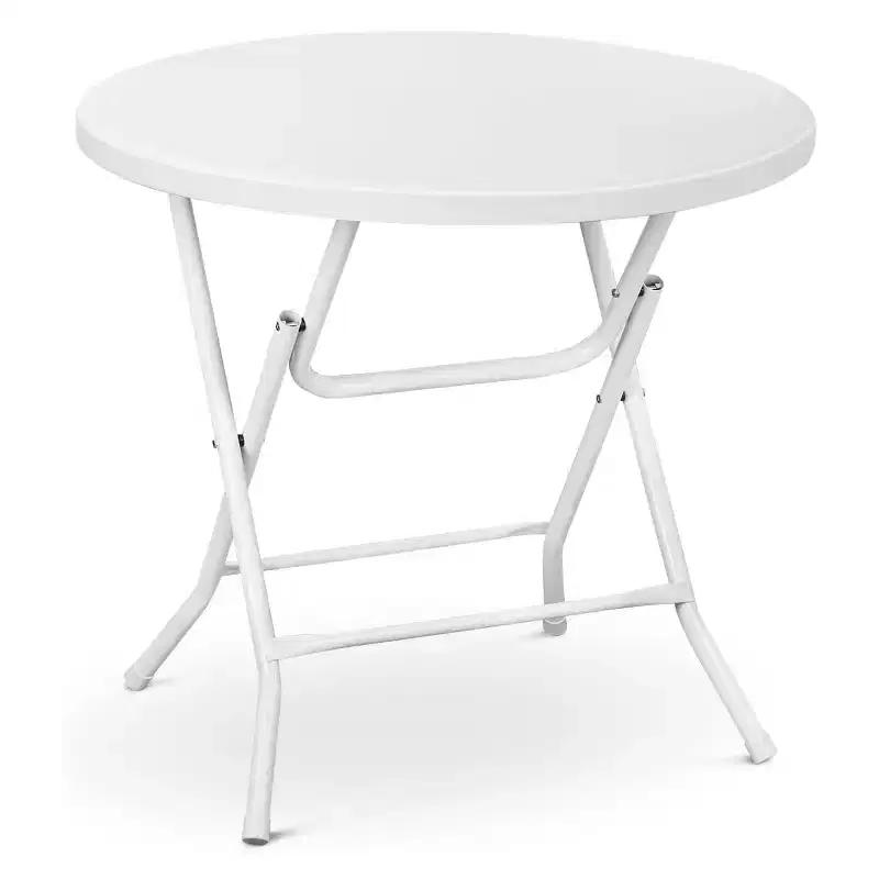 Cocktail Table White High Top Folding, Round Portable Bar Height Folding Table with Removable Legs Indoor Outdoor Banquet for Party Wedding Picnic