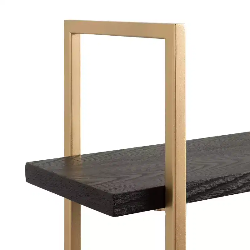 Kate & Laurel All Things Decor 20"x30" Leigh Wood and Metal Wall Shelf Black: Luxury Glam Style, 3-Tier Hanging Storage