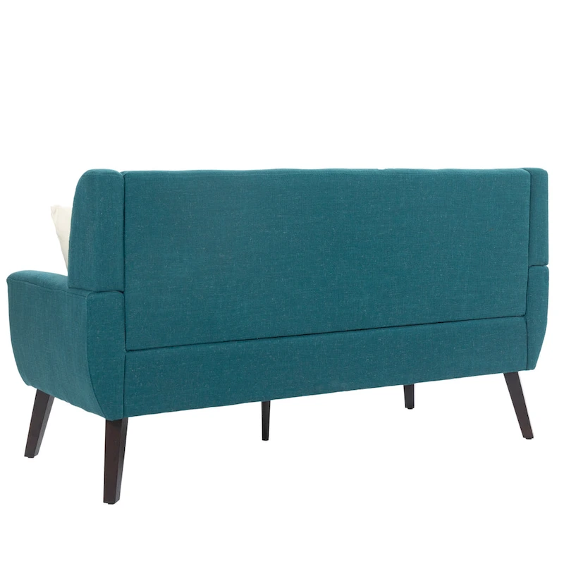 Modern Curved 63 Button Tufted Upholstered Loveseat with 2 Pillows