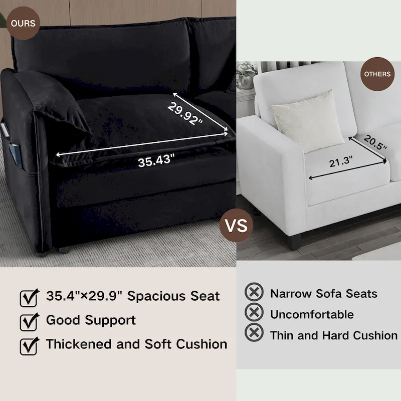 2-Piece 75.59 Chenille Cloud Loveseat Sofa Set with Deep Seat and 4 Pillows