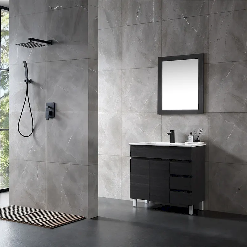 32 inch MDF black bathroom cabinet with sink - 32*32*20.4
