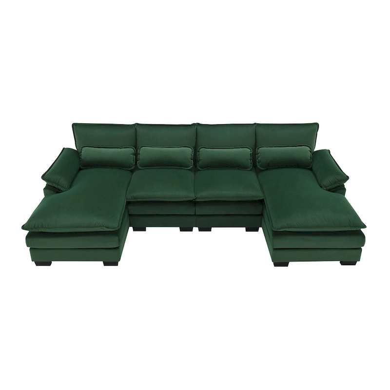 [VIDEO provided][New]109.8*55.9 Modern U-shaped Sectional Sofa with Waist Pillows,6-seat Upholstered Symmetrical Sofa Furniture