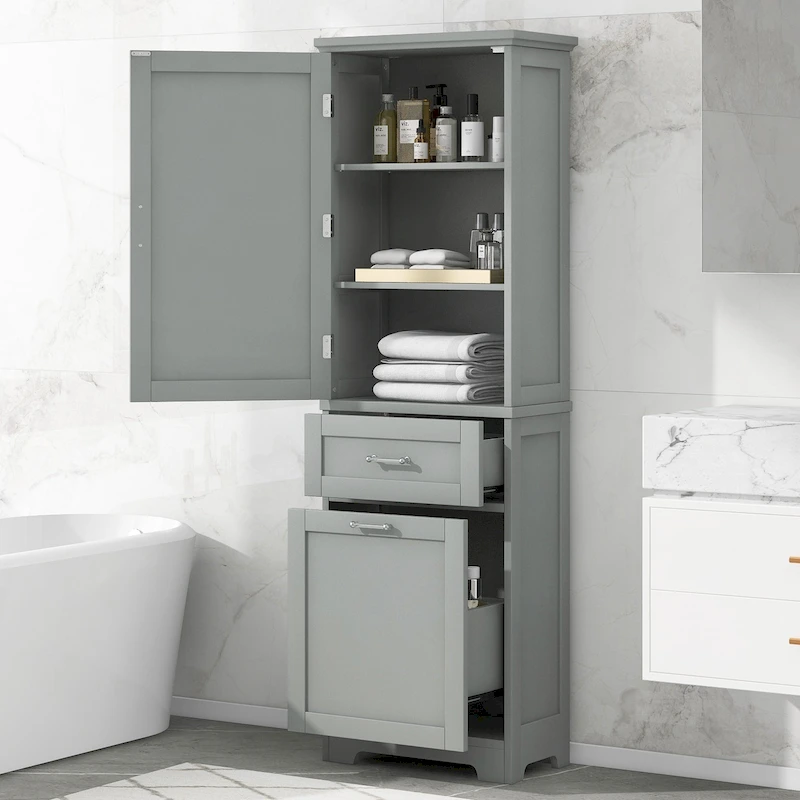 Storage Cabinet with Drawers and Adjustable Shelf