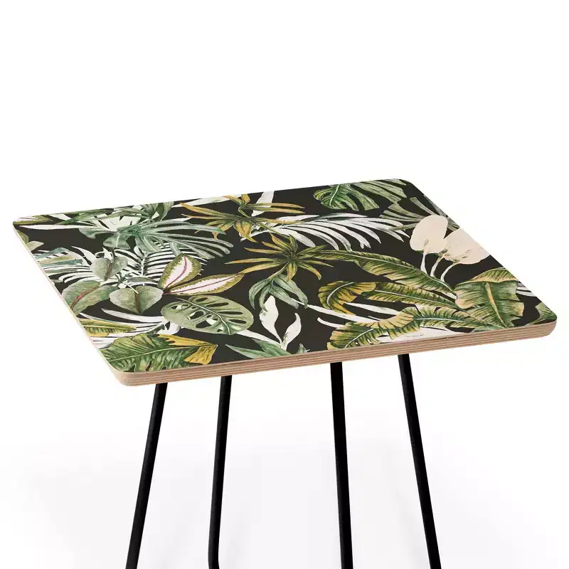 Marta Barragan Camarasa Dark Watercolor Jungle Side Table Black - Deny Designs