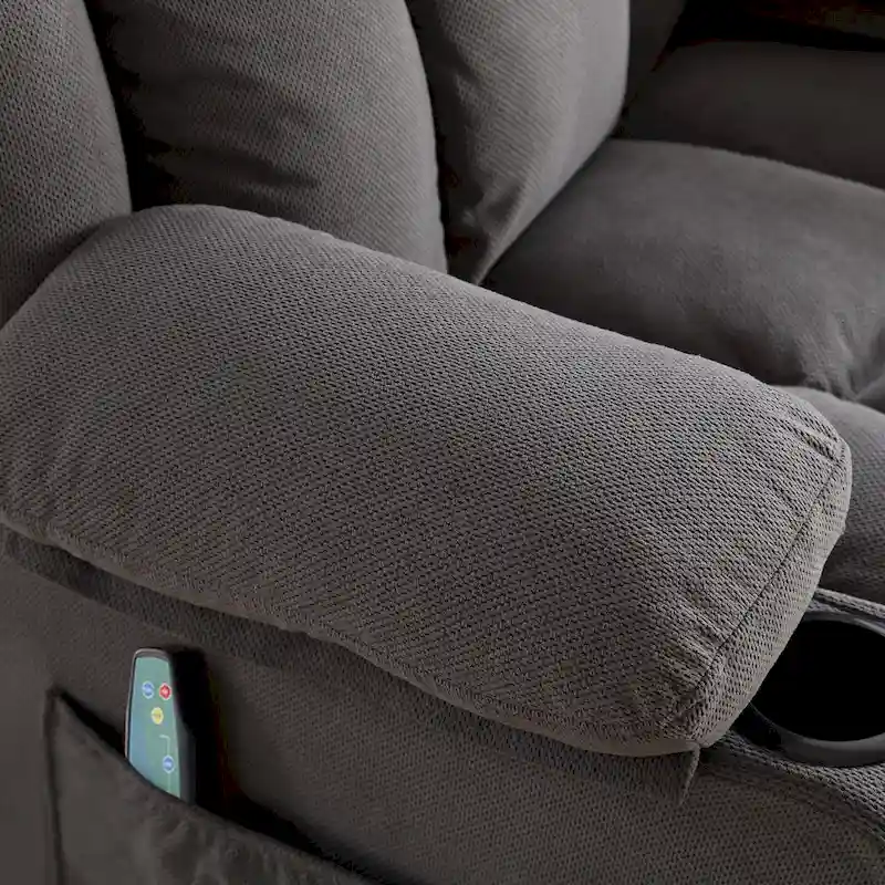 Dotted Velvet Massage Heated Manual Recliner Chair w/360 Swivel Base