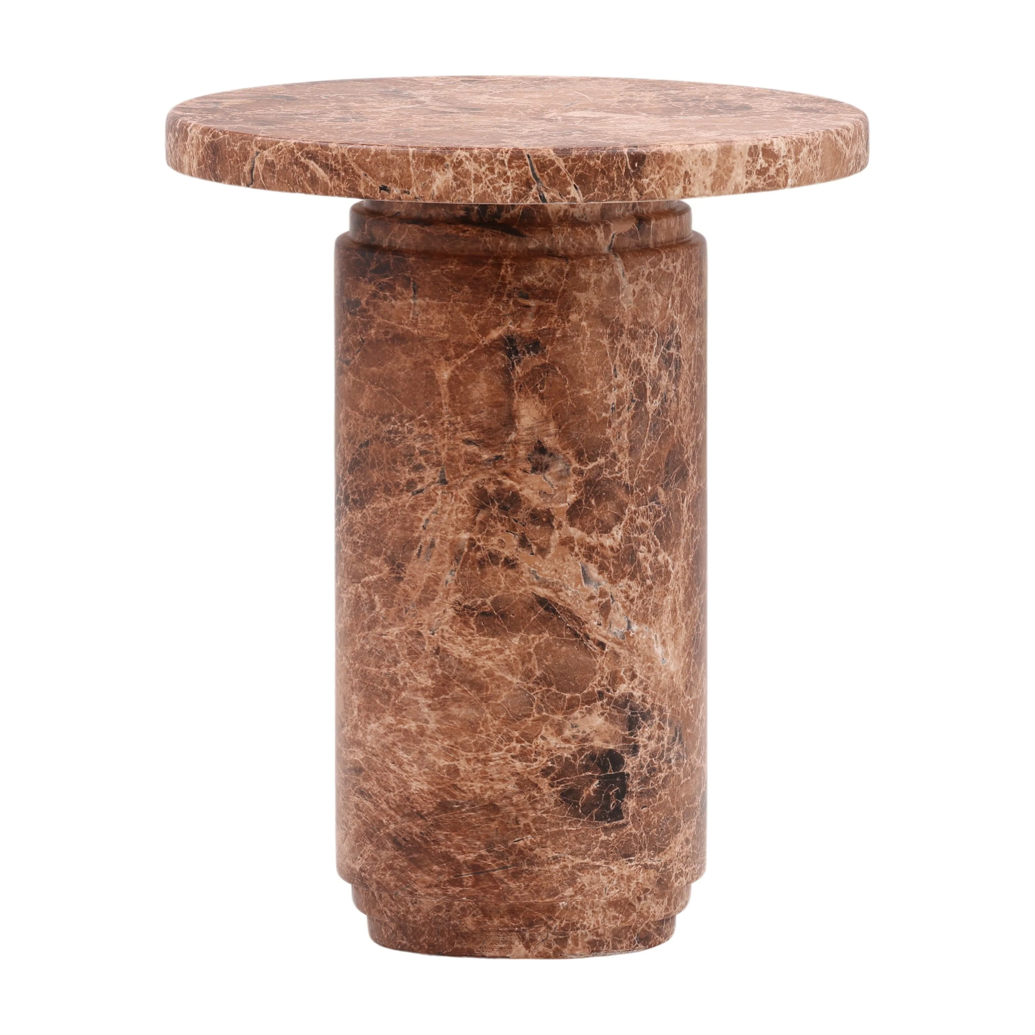 Organic Concrete & Marble Side Table with Round Top & Natural Variation Finish for Living Room