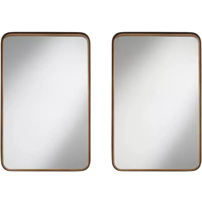 Gold and Black 24 x 38 Rectangular Wall Mirrors Set of 2