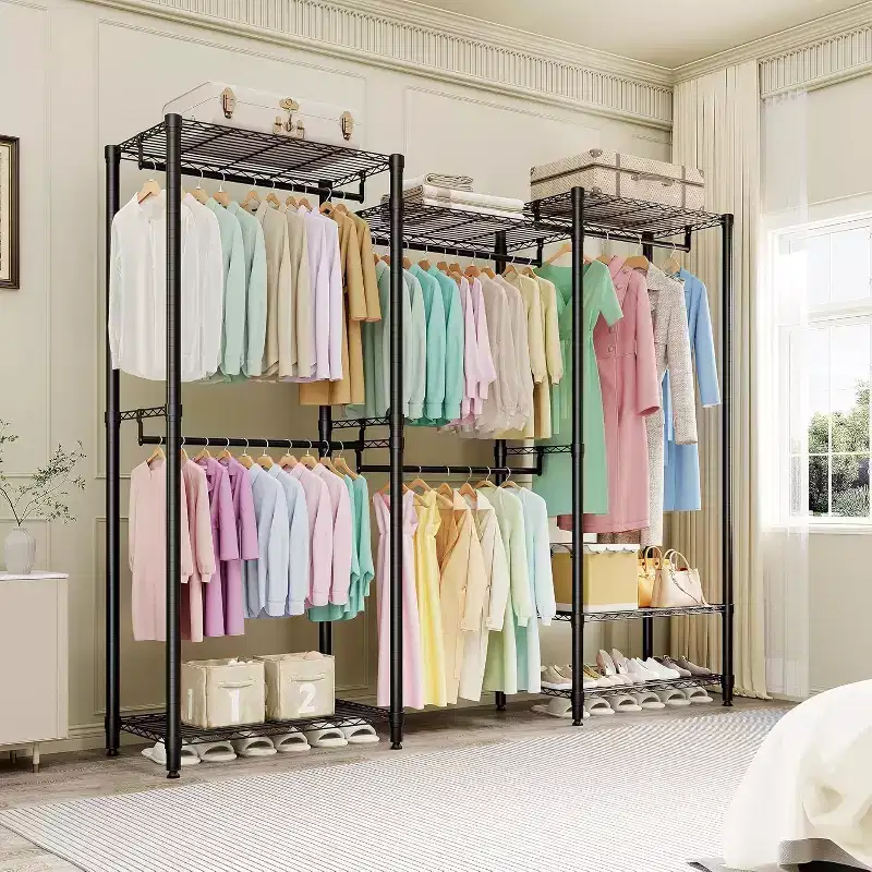 Freestanding Clothing Rack, 70.5 H Garment Rack Combo with Adjustable Shelves Storage for Bedroom Laundry Room Closet