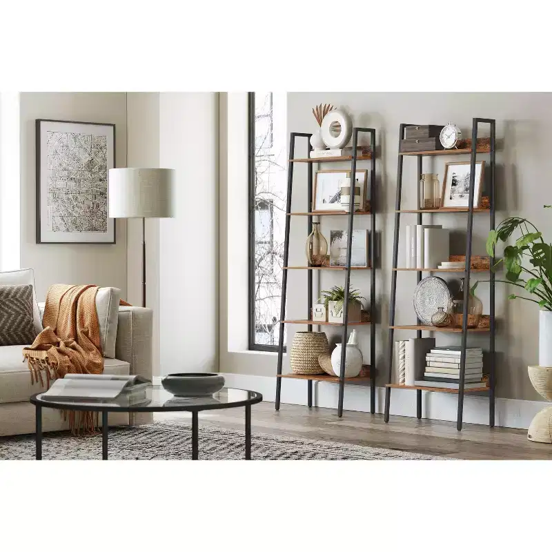 5-Tier Narrow Bookcase, Industrial Bookshelf for Garden Livingroom