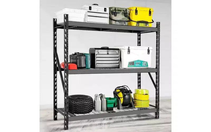 3-Tier Heavy Duty Garage Shelving Rack - 6000 lb Capacity, Adjustable Height, Black