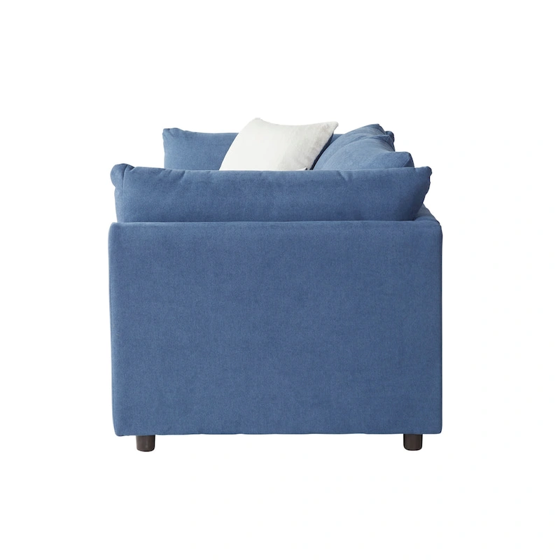 Roundhill Furniture Enda Pillow Back Fabric 3-Piece Sofa and Cuddler Chair Set