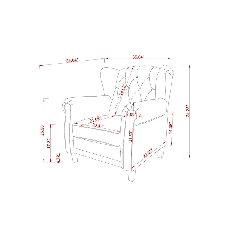 Modern Tufted Push Back Tufted Recliner Armchair