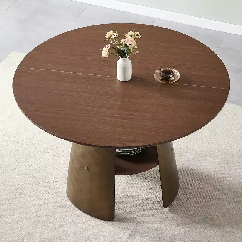 GDFStudio Ying Modern Wooden and Metal Round Dining Table