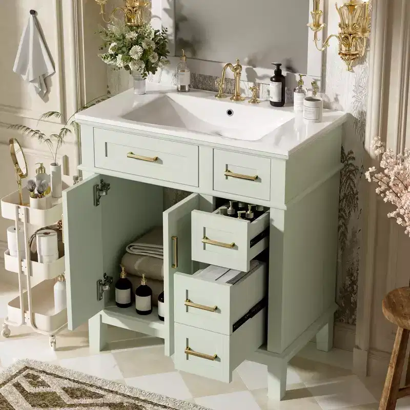 30 Bathroom Vanity with Sink, Bathroom Storage Cabinet with Soft-Close Doors and Drawers for Small Space