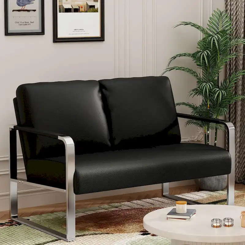 small LoveSeat sofa, Mini Couch leather loveseat for small spaces Faux Leather Loveseat Sofa Small Sofa Couches