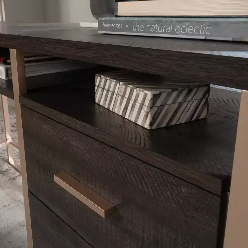 Harper 60 Wood and Metal L-Shaped Office Desk