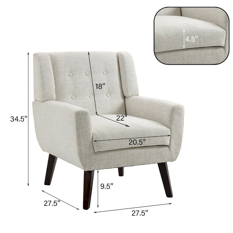 Tufted Linen/Cotton Loveseat with 2 Accent Chairs