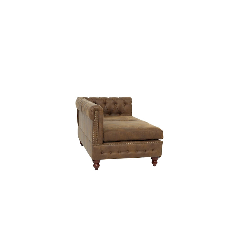 Reversible One Arm Loveseat Dark Coffee Breathable Leatherette Tufted 1Pc Couch Living Room Furniture