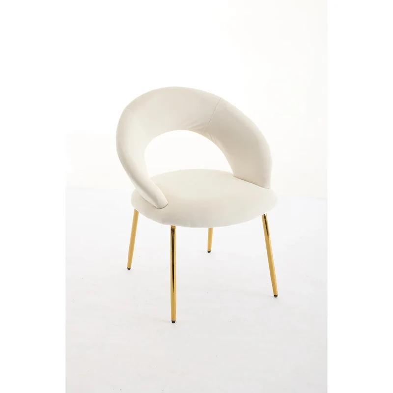 Velvet Dining Accent Chairs with Curved Backrest and Gold Metal Legs - 250lb Capacity