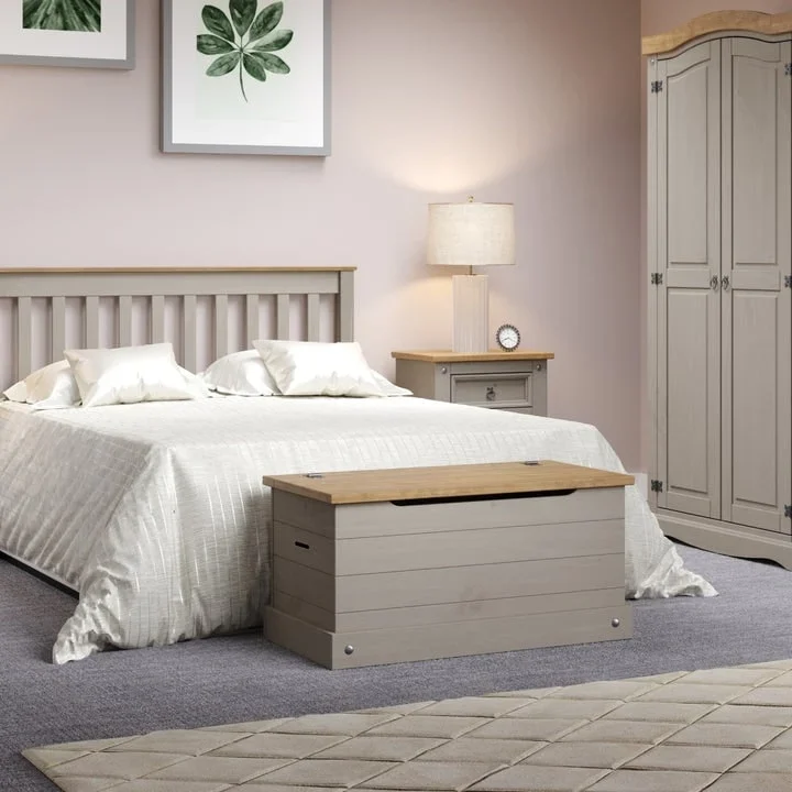 Wood Storage Trunk Ottoman