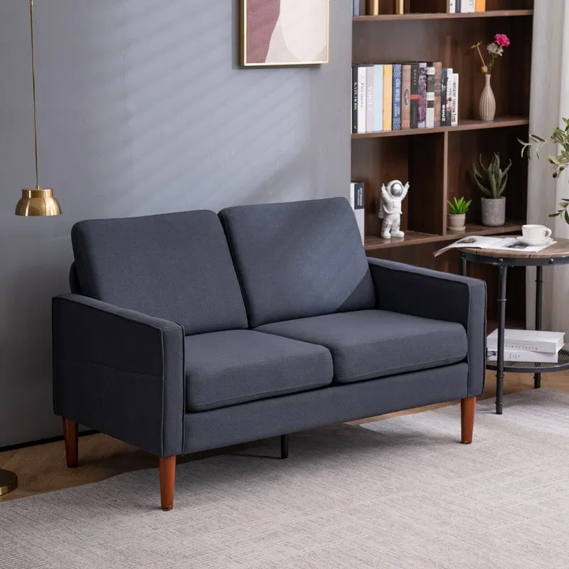 Linen Solid Wood Legs Loveseat