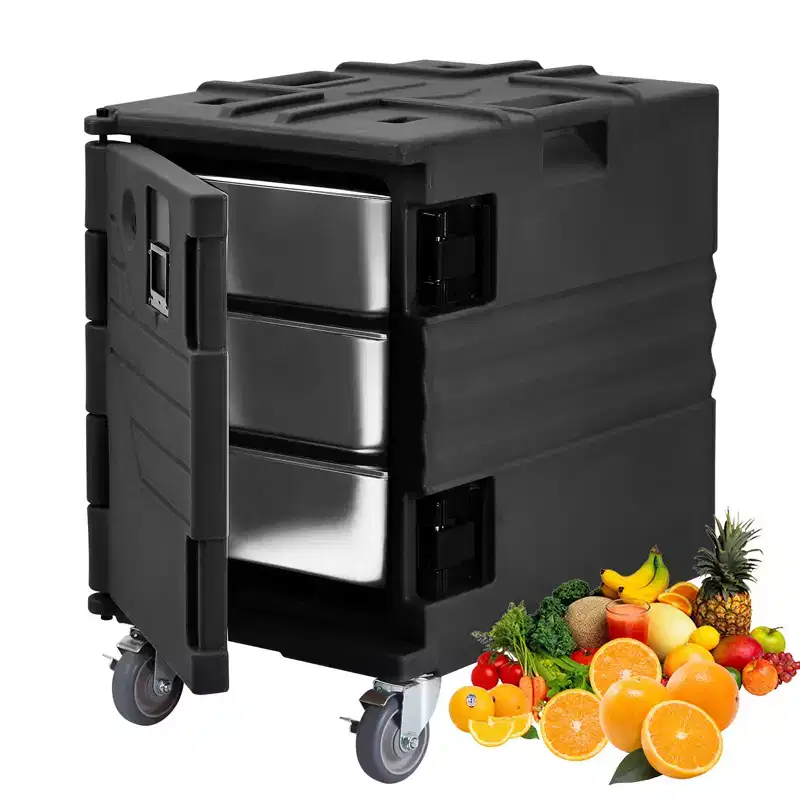 95QT Catering Food Warmers with Swivel Casters, Insulated Food Carrier for 6 Full-Size Pans, Hot Box for Catering, for Camping, Restaurant