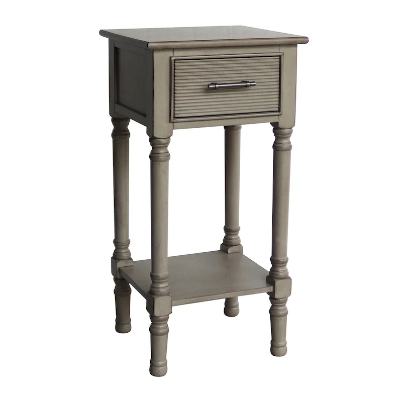 French Country End Table with Storage Shelf and Drawer