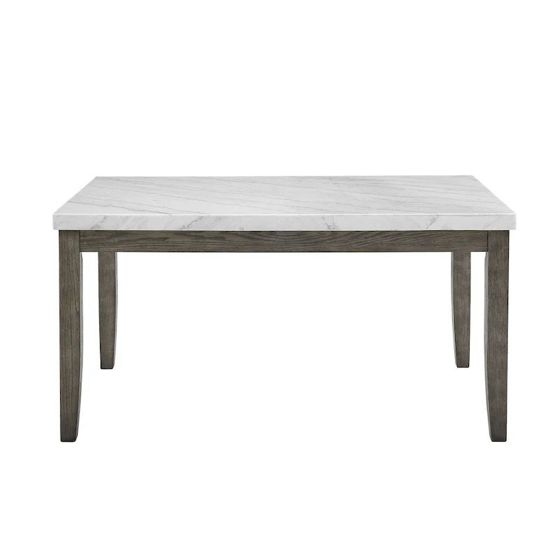 6-Piece Dining Set with Marble Veneer Top and Distressed Grey Finish
