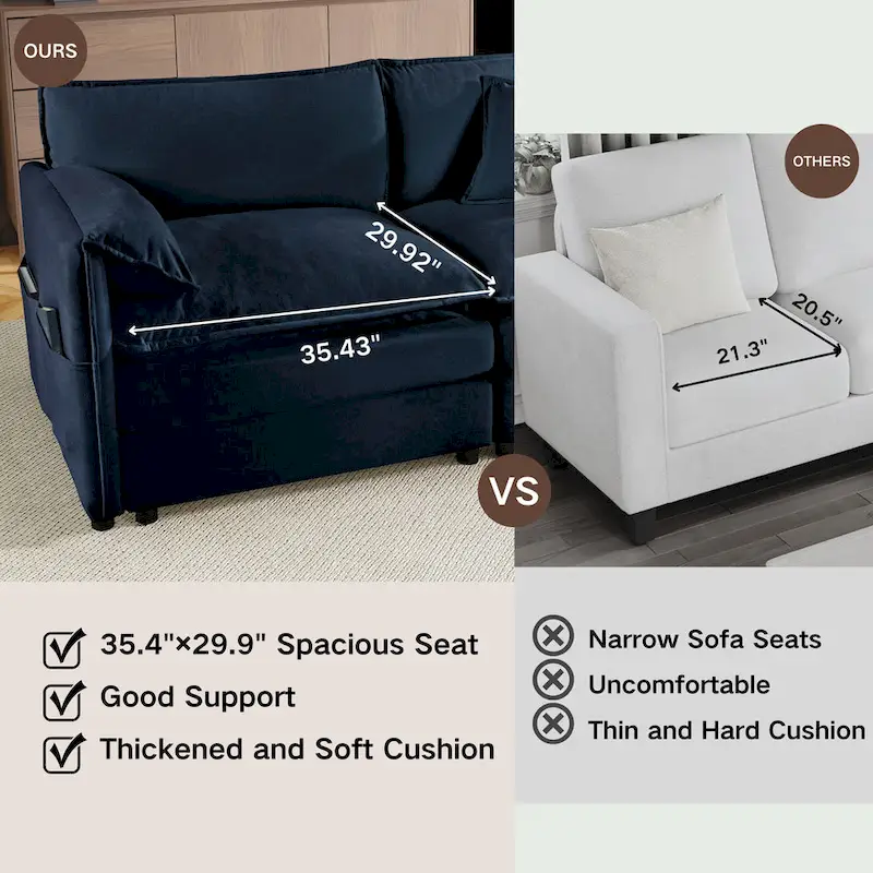 2-Piece 75.59 Chenille Cloud Loveseat Sofa Set with Deep Seat and 4 Pillows