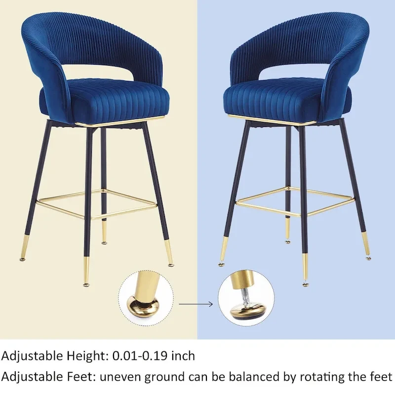 Hausfame Velvet Upholstered Set of 2 Swivel Barstool With Backs - 22.2 in. W X 21.5 in. D X 40 in. H