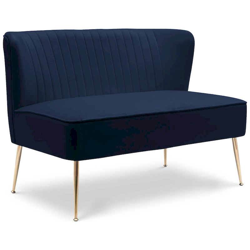 Farrah Upholstered Velvet Polyester 46 Wide Loveseat - Armless/ Scalloped Back