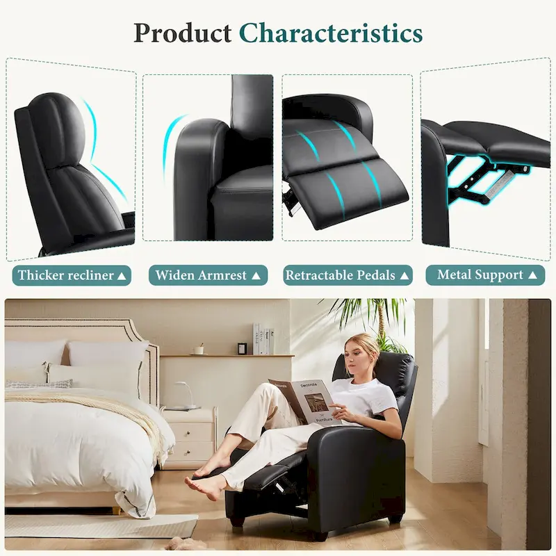 Massage Recliner Push Back Reclining Chair Home Theater Recliner Armchair